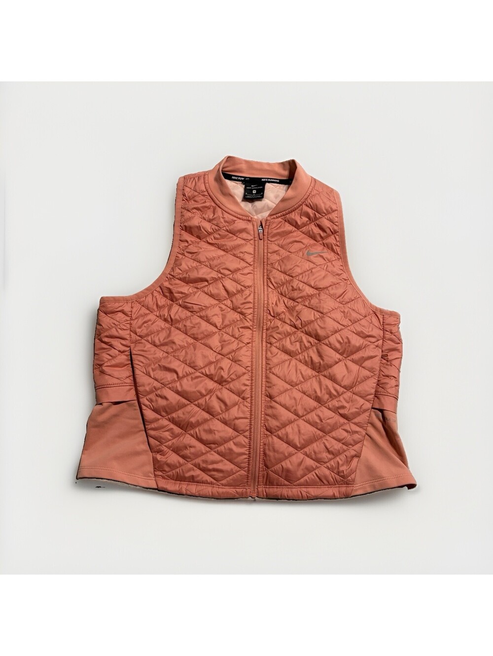 Nike Vest Women M Pink Aerolayer Running Quilted Full Zip Lightweight Zip Pocket